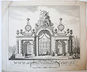 [Antique print, etching and engraving] Triumphal arch built for the marriage of Willem V and Fred...