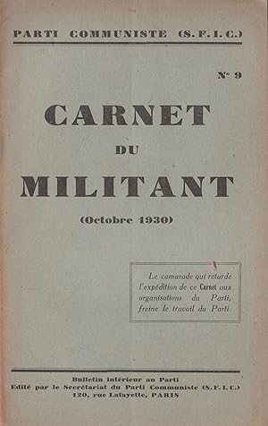 Carnet du Militant n°9 - octobre 1930