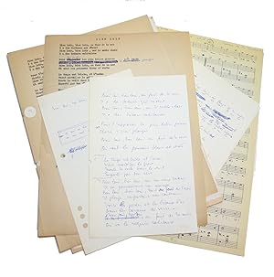 Deux manuscrits autographes, avec variantes, de la chanson de Boris Vian intitulée "Bien loin"