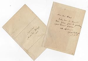 Billet autographe signé de Gérard de Nerval adressé à probablement adressé à Achille Denis
