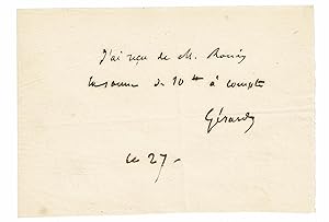 Reçu autographe signé de Gérard de Nerval