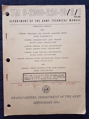 TM 9-2300-224-10/2/1, Department of the Army Technical Manual Part One