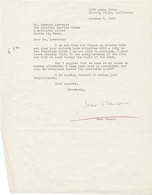 Three typed letters signed to Seymour Lawrence, 1960-1961