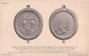 1653 Gold Naval Reward Thomas Simon Medal Antique Postcard