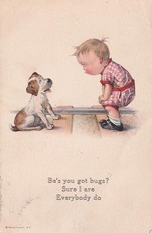 Dog Has Bugs Fleas Antique Comic WW1 Postcard