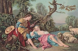 La Bergere Endormie Francoise Boucher Painting Postcard