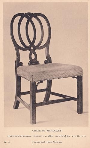 Chair Of Mahogany Manwaring Style V&A Museum Old Postcard