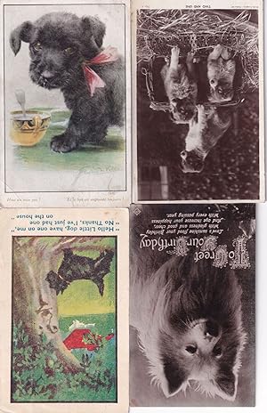 Dog Comic Urination Antique Guard Dogs Real Photo 4x Postcard Bundle