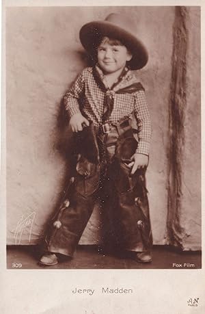 Jerry Madden Child Star Film Actor as Cowboy Old Postcard