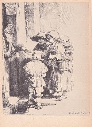 Rembrandt Beggars Receiving Arms Etching Painting Postcard