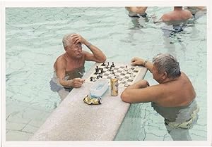 Swimming Pool Game Of Toy Chess With Lager Photo Postcard