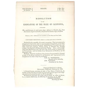 Resolution of the Legislature of the State of California in Favor of the Establishment of Mail-ro...