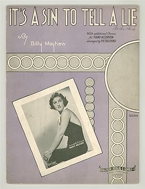 It's A Sin To Tell A Lie by Billy Mayhew, Sung by Nancy Nelson. Art Deco Sheet Music from 1936. R...