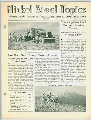 Nickel Steel Topics, April 1937, Nickel Alloy Steel Industry News and Reports, Heavy Manufacturin...