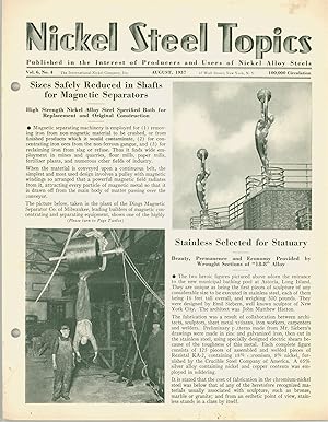 Nickel Alloy Steel Industry, Nickel Steel Topics, August 1937, News and Reports, Heavy Manufactur...