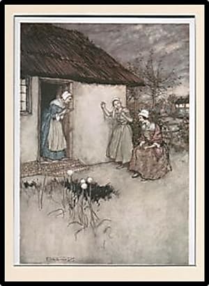 Original Vintage Offset Color Print Arthur Rackham 'The Good Wives' From Rip Van Winkle. 1907