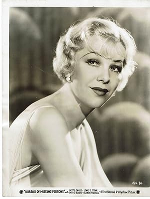 A VINTAGE PUBLICITY PHOTOGRAPH of Hollywood Movie Actress GLENDA FARRELL in "Bureau of Missing Pe...