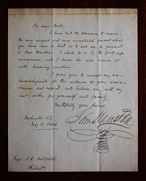[Autograph letter signed, addressed to Prof. J[ohn] K[earsley] Mitchell, Philadelphia]