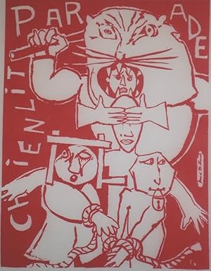 "CHIENLIT PARADE / MAI 68" Affichette entoilée / Reproduction limitée Daniel MILHAUD / Edition TC...