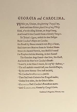 Georgia and Carolina. [from The Gentleman's Magazine, 1733]