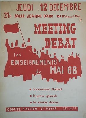 "LES ENSEIGNEMENTS DE MAI 68" / Affiche originale entoilée MARSEILLE 1968 / Pochoir ATELIER POPUL...