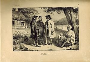Dalarna (Dalarne), Sweden. Original antique lithographs.