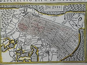 Zyp Holland Netherlands Zype c. 1720-50 detailed city plan miniature map