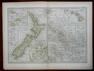 Islands of the Pacific Ocean New Zealand Fiji Samoa Hawaii 1897 detailed map