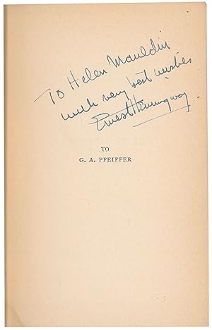 Hemingway Signed Wartime Classic "A Farewell to Arms"