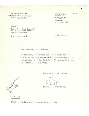 Physic Nobel Laureate Moessbauer Typed Letter Signed