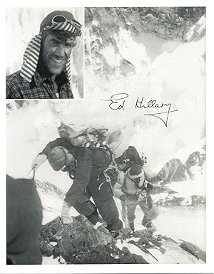 Signed Photo of Ed Hillary Climbing Mount Everest