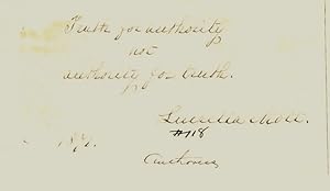 Lucretia Mott Written Note: "Truth for Authority, Not Authority for Truth"