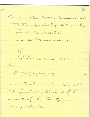 Original Scientific Manuscript on Hauptmann's Nobel Prize Winning Work "Formulas for the Distribu...