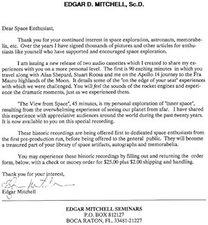 Astronaut Edgar Mitchell Document Signed