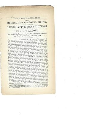 1874 Legislative Restrictions on Women's Labour