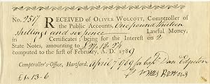 Revolutionary War Receipt for Soldier's Wages