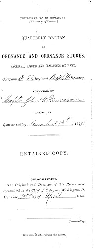 1863 Camp Farr, Bayou Gentilly, "Sword Bayonets, Musket " Document