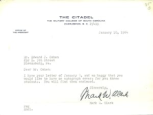 General Mark W. Clark Signed Letter