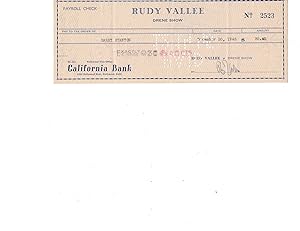 Singer and Bandleader Rudy Vallee Signed Check