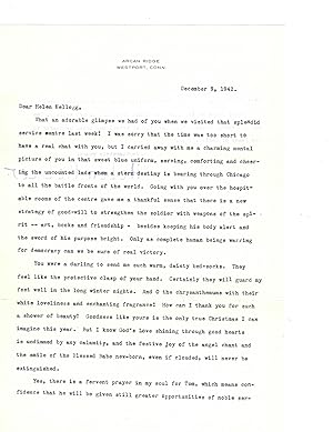 Helen Keller Letter Signed: "Only as complete human beings warring for democracy can we be sure o...