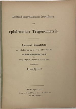 Scarce Copy of the First Woman's Doctoral Thesis in Germany, "Algebraic group-theoretical studies...