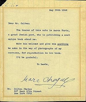 Chagall Typed Letter Signed