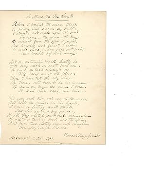 Author Hannah Gould Manuscript Signed of her Poem "A Name in the Sand"