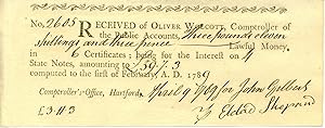 Revolutionary War Receipt for Soldier's Wages