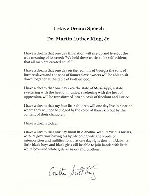 Signed typescript of Dr Martin Luther King's "I have a dream speech"