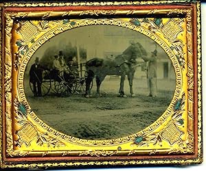Early Photographic Ambrotype of a Horse & Carriage Circa 1850's