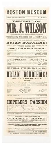 Civil War Broadside Advertising Play Contributed & Attended by John Wilkes Booth, Lincoln's Assassin