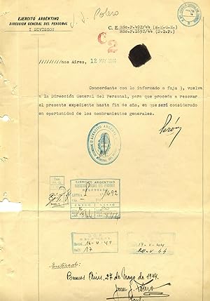 Juan Peron of ARGENTINA Document Signed