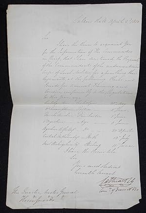 Handwritten letter, signed by Sir William Cathcart, about local militia training