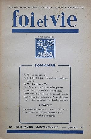 FOI et VIE 36e Année Nouvelle série N° 76-77 Novembre-Décembre 1935